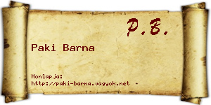 Paki Barna névjegykártya